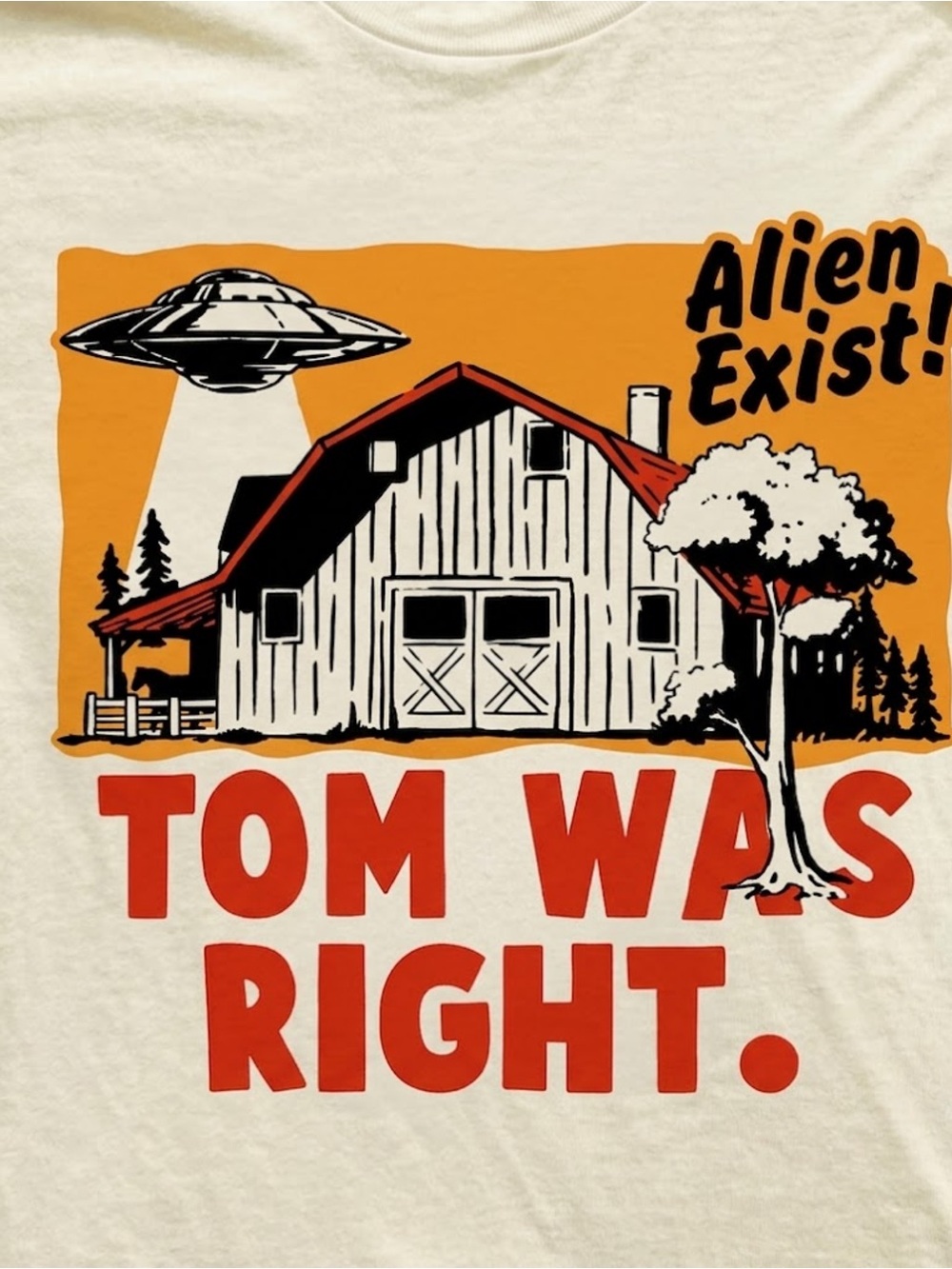 Gildan ‘Tom Was Right’ Graphic Tee - Cream Alien Design - Picture 2 of 2